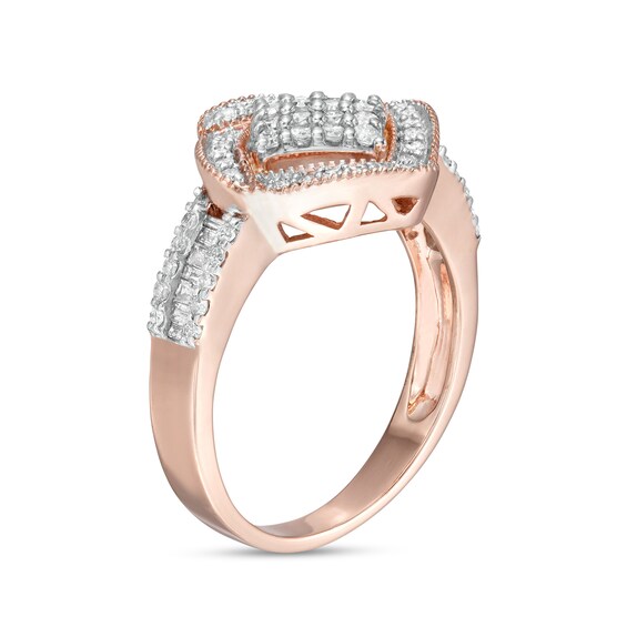 0.45 CT. T.W. Composite Diamond Cushion-Shaped Frame Ring in 10K Rose Gold