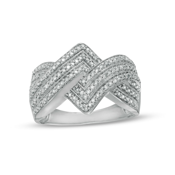 0.45 CT. T.W. Diamond Zig-Zag Crossover Ring in 10K Gold