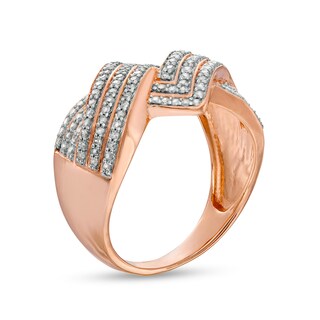 0.45 CT. T.W. Diamond Zig-Zag Crossover Ring in 10K Rose Gold