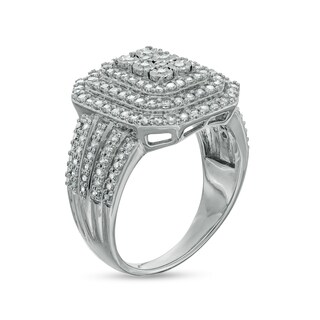 0.95 CT. T.W. Composite Diamond Triple Frame Multi-Row Ring in 10K Gold