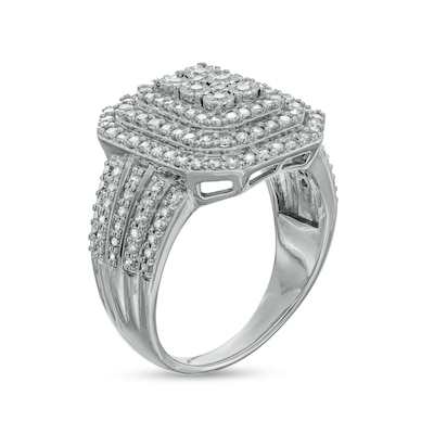 0.95 CT. T.W. Composite Diamond Triple Frame Multi-Row Ring in 10K Gold