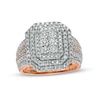 Thumbnail Image 0 of 0.95 CT. T.W. Composite Diamond Triple Frame Multi-Row Ring in 10K Rose Gold