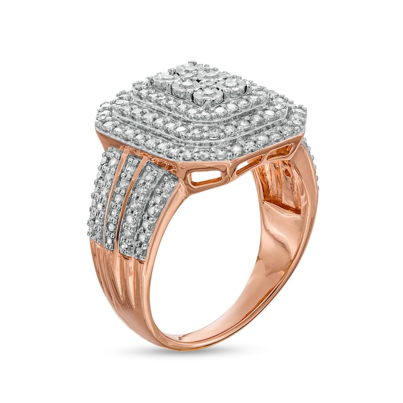 0.95 CT. T.W. Composite Diamond Triple Frame Multi-Row Ring in 10K Rose Gold|Peoples Jewellers