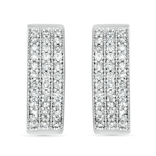 0.95 CT. T.W. Diamond Triple Row Hoop Earrings in 10K White Gold