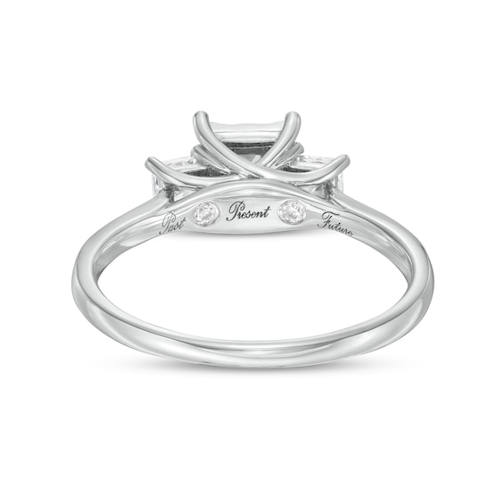 0.50 CT. T.W. Princess-Cut Diamond Past Present Future® Engagement Ring in 10K White Gold