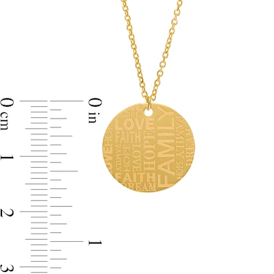 Etched Sentiments "HOPE", "FAITH", "LOVE" and "FAMILY" Medallion Pendant in 10K Gold