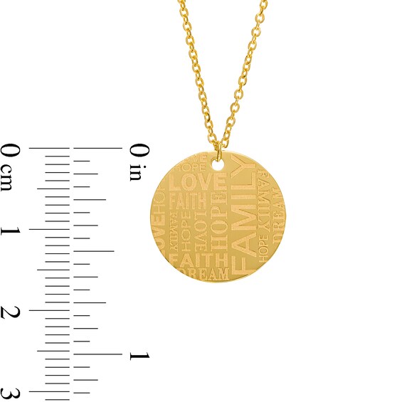 Etched Sentiments "HOPE", "FAITH", "LOVE" and "FAMILY" Medallion Pendant in 10K Gold