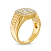 Men's 0.70 CT. T.W. Quad Diamond Double Frame Ribbed Ring in 10K Gold