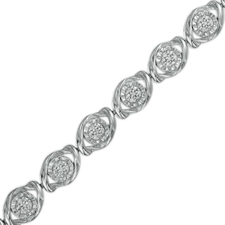 0.25 CT. T.W. Composite Diamond Marquise Link Bracelet in Sterling Silver - 7.5"