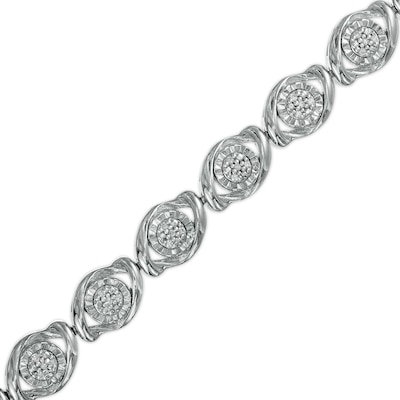 0.25 CT. T.W. Composite Diamond Marquise Link Bracelet in Sterling Silver - 7.5"