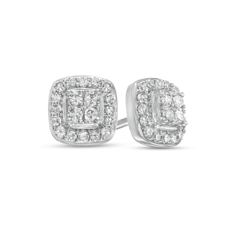 0.16 CT. T.W. Composite Cushion-Shaped Diamond Frame Stud Earrings in 10K White Gold|Peoples Jewellers