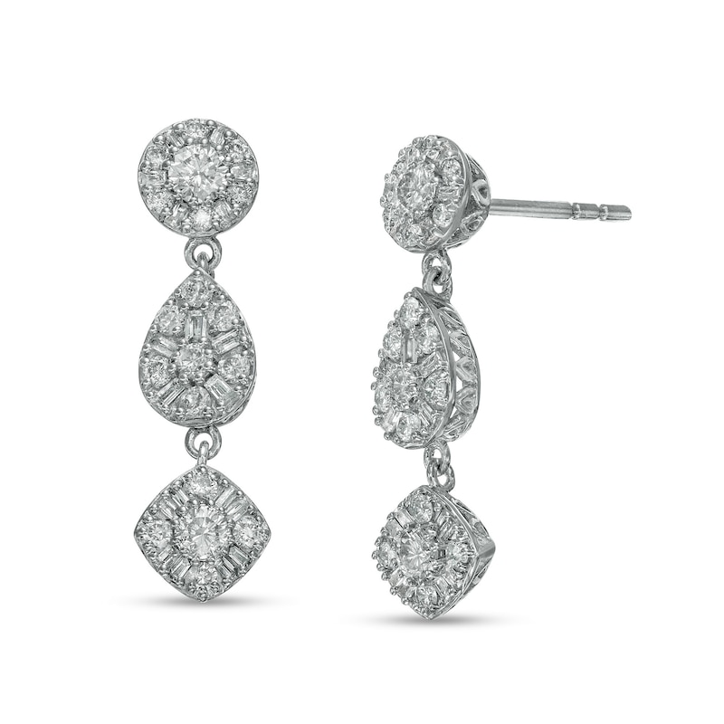 1.00 CT. T.W. Composite Multi-Shape Diamond Drop Earrings in Sterling Silver|Peoples Jewellers