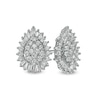 1.00 CT. T.W. Composite Pear-Shaped Diamond Double Frame Sunburst Stud Earrings in 10K White Gold