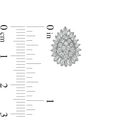 1.00 CT. T.W. Composite Pear-Shaped Diamond Double Frame Sunburst Stud Earrings in 10K White Gold