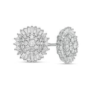 1.00 CT. T.W. Composite Diamond Frame Stud Earrings in 10K White Gold