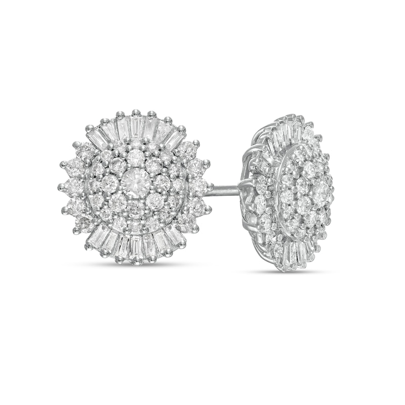 1.00 CT. T.W. Composite Diamond Frame Stud Earrings in 10K White Gold|Peoples Jewellers