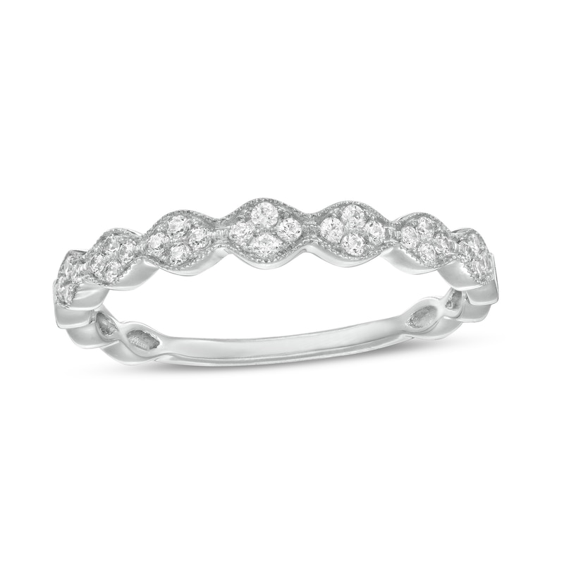 0.16 CT. T.W. Quad Diamond Vintage-Style Scallop Anniversary Band in 10K Gold|Peoples Jewellers