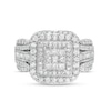 1.00 CT. T.W. Composite Diamond Double Cushion-Shaped Frame Vintage-Style Engagement Ring in 10K White Gold