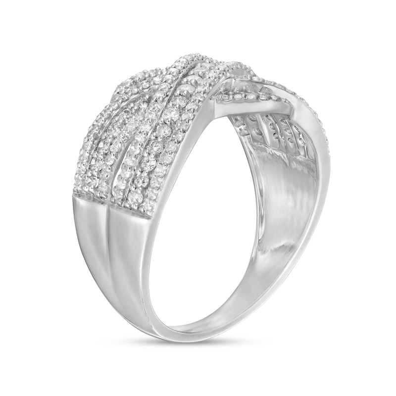 0.58 CT. T.W. Diamond Multi-Row Crossover Anniversary Band in 10K Gold|Peoples Jewellers