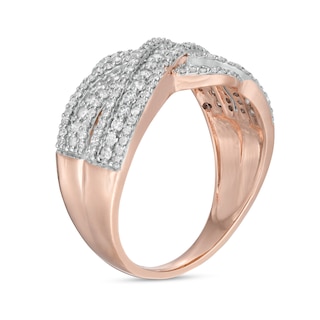 0.58 CT. T.W. Diamond Multi-Row Crossover Anniversary Band in 10K Rose Gold