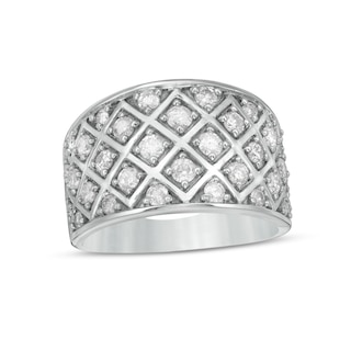 0.95 CT. T.W. Diamond Quilt Anniversary Band in Sterling Silver