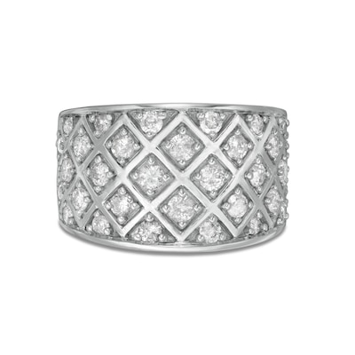 0.95 CT. T.W. Diamond Quilt Anniversary Band in Sterling Silver