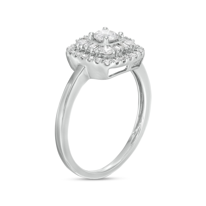 0.58 CT. T.W. Diamond Double Cushion-Shaped Frame Engagement Ring in 10K Gold