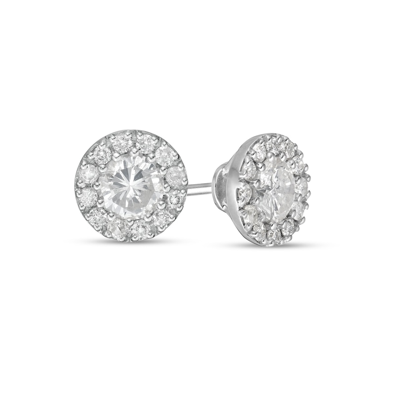 0.80 CT. T.W. Diamond Frame Stud Earrings in 10K White Gold (K/I3)|Peoples Jewellers