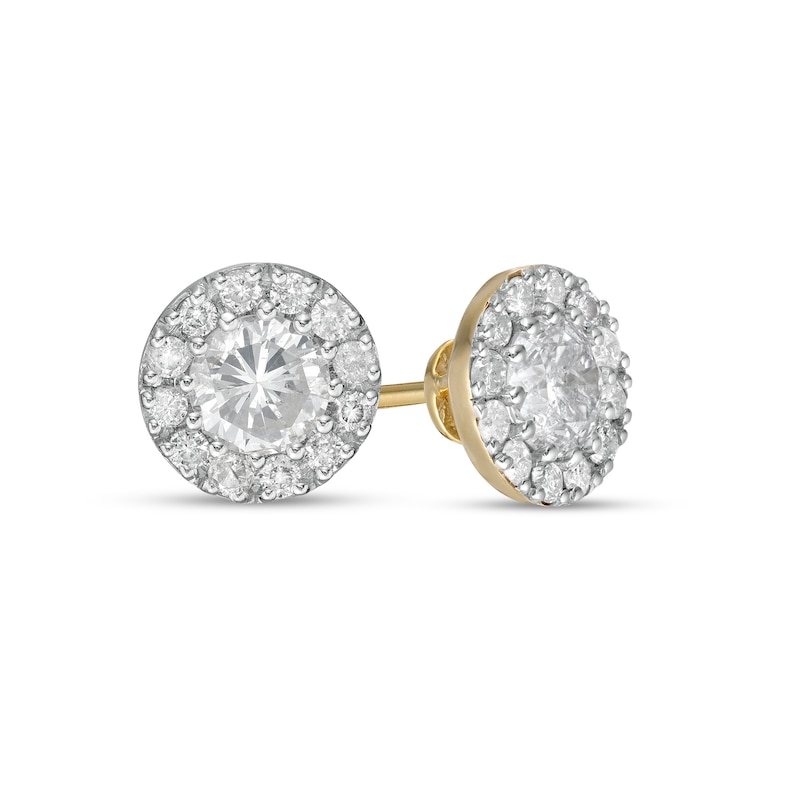 Main Image 1 of 0.80 CT. T.W. Diamond Frame Stud Earrings in 10K Gold (K/I3)