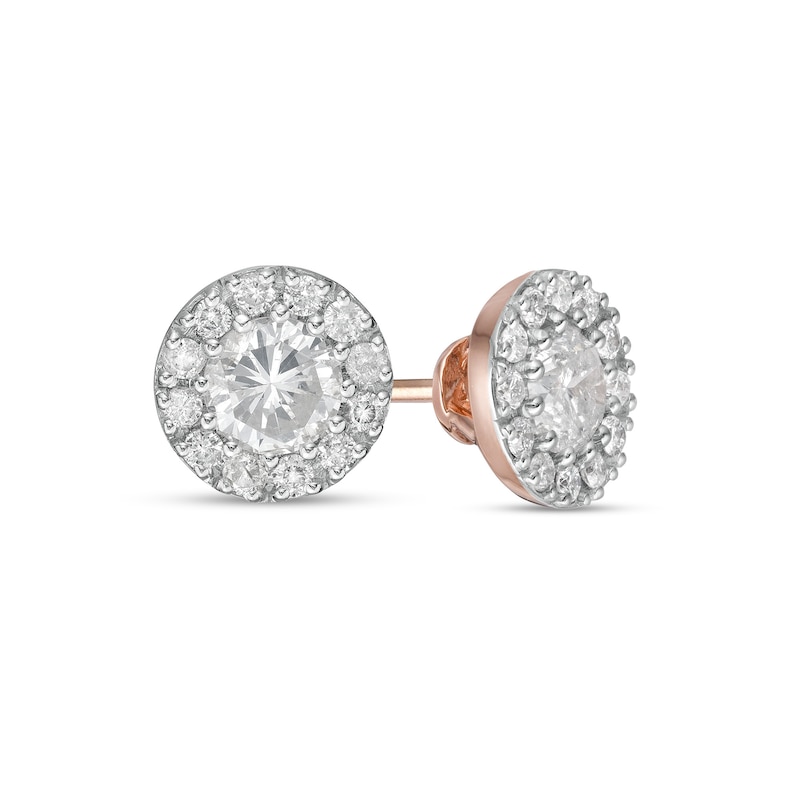 0.80 CT. T.W. Diamond Frame Stud Earrings in 10K Rose Gold (K/I3)|Peoples Jewellers