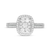 Thumbnail Image 3 of 0.45 CT. T.W. Composite Diamond Rectangular Frame Double Row Engagement Ring in 10K White Gold