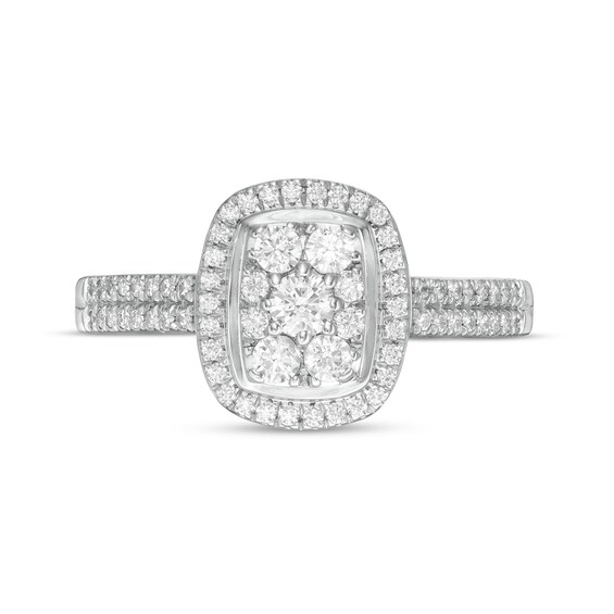 0.45 CT. T.W. Composite Diamond Rectangular Frame Double Row Engagement Ring in 10K Gold