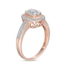 0.45 CT. T.W. Composite Diamond Rectangular Frame Double Row Engagement Ring in 10K Rose Gold