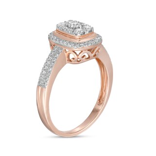 0.45 CT. T.W. Composite Diamond Rectangular Frame Double Row Engagement Ring in 10K Rose Gold