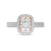 0.45 CT. T.W. Composite Diamond Rectangular Frame Double Row Engagement Ring in 10K Rose Gold