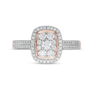 0.45 CT. T.W. Composite Diamond Rectangular Frame Double Row Engagement ...