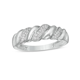 0.116 CT. T.W. Diamond Twist Anniversary Band in Sterling Silver