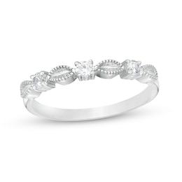 0.145 CT. T.W. Diamond Vintage-Style Alternating Anniversary Band in Sterling Silver