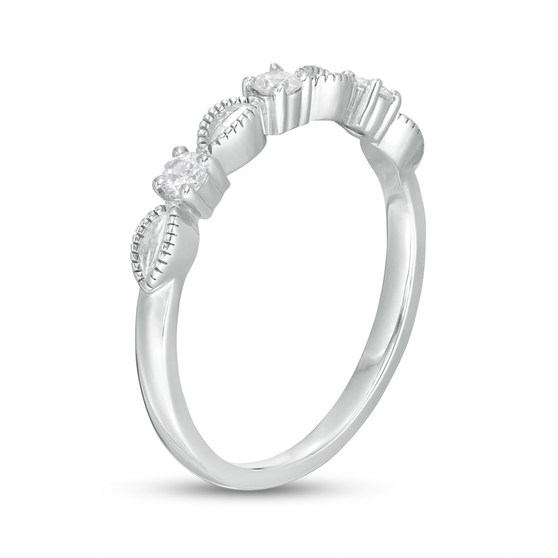 0.145 CT. T.W. Diamond Vintage-Style Alternating Anniversary Band in Sterling Silver|Peoples Jewellers