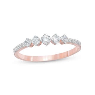 0.29 CT. T.W. Diamond Five Stone Anniversary Band in 10K Rose Gold