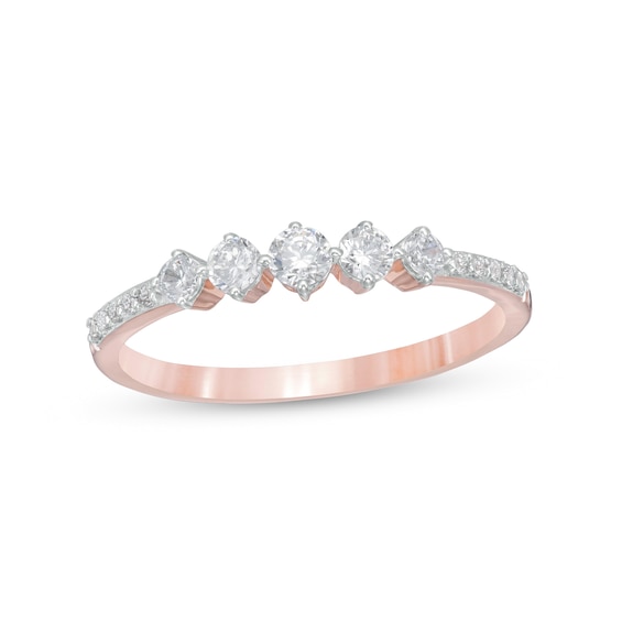 0.29 CT. T.W. Diamond Five Stone Anniversary Band in 10K Rose Gold