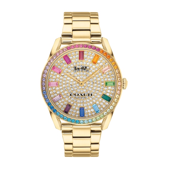 Ladies' Coach Preston Multi-Colour Crystal Accent Gold-Tone IP Watch with Gold-Tone Dial (Model: 14503657)