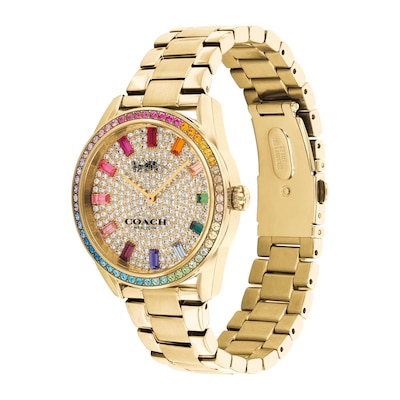 Ladies' Coach Preston Multi-Colour Crystal Accent Gold-Tone IP Watch with Gold-Tone Dial (Model: 14503657)