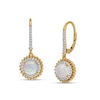 6.0mm Lab-Created Opal and White Lab-Created Sapphire Beaded Double Frame Drop Earrings in 10K Gold