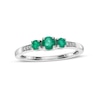 Emerald and Diamond Accent Three Stone Ring in 10K White Gold