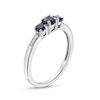 Blue Sapphire and Diamond Accent Three Stone Ring in 10K White Gold