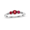 Thumbnail Image 0 of Ruby and Diamond Accent Three Stone Ring in 10K White Gold