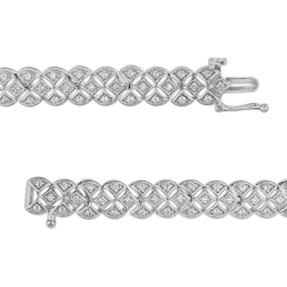 1.00 CT. T.W. Diamond Triple-Row Bracelet in Sterling Silver – 7.25"