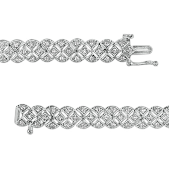 1.00 CT. T.W. Diamond Triple-Row Bracelet in Sterling Silver – 7.25"