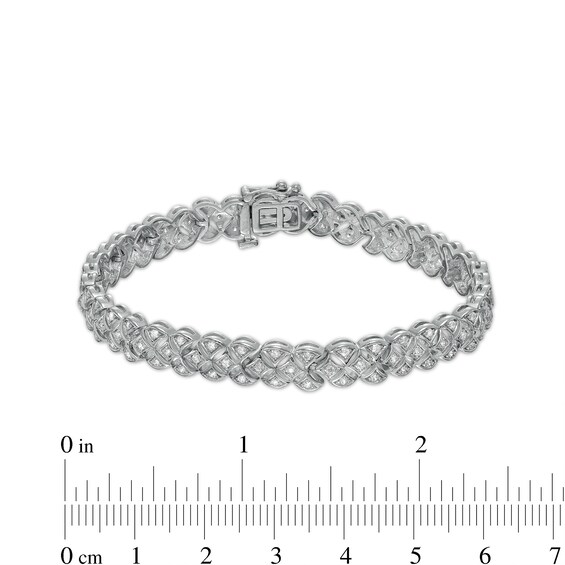 1.00 CT. T.W. Diamond Triple-Row Bracelet in Sterling Silver – 7.25"